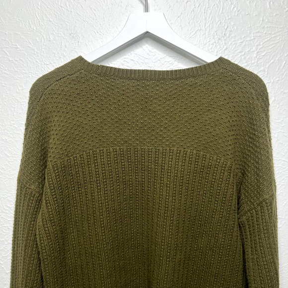 Madewell Sea Grove Textured Split Hem Sweater Cotton Blend Moss Green Sz L - Picture 6 of 8
